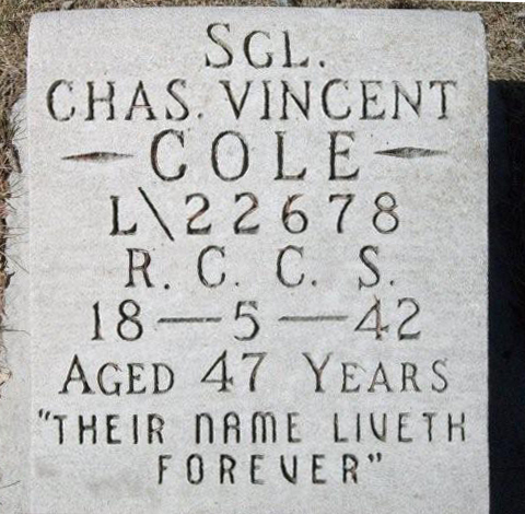 Cole Charles Vincent Grave Marker Rcsigs Ca