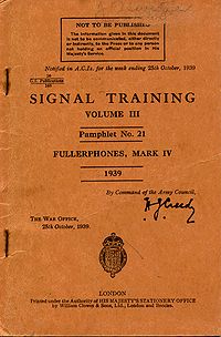 Signal Training Volume III, Pamphlet No. 21, Fullerphones Mark IV, 1939 - Title page.jpg