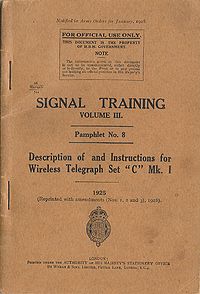 Signal Training Volume III, Pamphlet No. 8, Wireless Telegraph Set C Mk I, 1928 - Title page.jpg